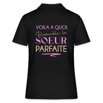 Meilleure soeur cadeau tee shirt soeur - Polo Femme - noir - Dos - Ailine (174cm)