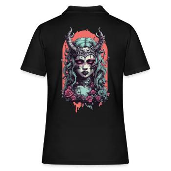 Gothic Demon Occult Magic Streetwear Design - Women's Polo Shirt - black - Back - Ailine (174cm)
