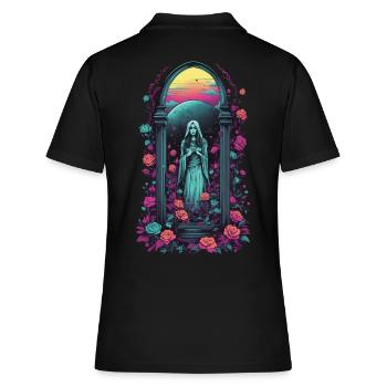 Retro Goth Vaporwave Viktorianisch Streetwear - Frauen Polo Shirt - Schwarz - Hinten - Ailine (174cm)