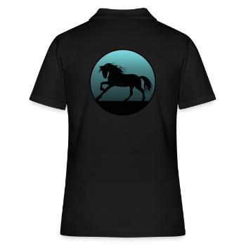 Pferde und Reiten. Reitmode für Pferdefreunde - Frauen Polo Shirt - Schwarz - Hinten - Ailine (174cm)