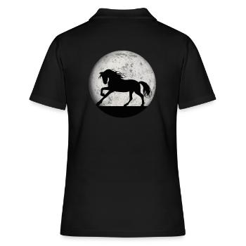 Pferde und Reiten. Reitmode für Pferdefreunde - Frauen Polo Shirt - Schwarz - Hinten - Ailine (174cm)