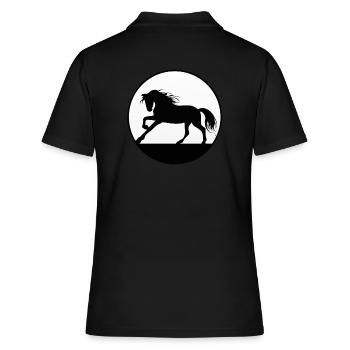 Pferde und Reiten. Reitmode für Pferdefreunde - Frauen Polo Shirt - Schwarz - Hinten - Ailine (174cm)