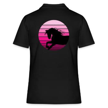 Pferde und Reiten. Reitmode für Pferdefreunde - Frauen Polo Shirt - Schwarz - Hinten - Ailine (174cm)