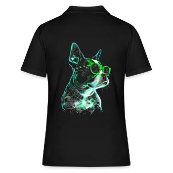 Chien futuriste cool avec des lunettes de soleil vertes - Polo Femme - noir - Dos - Ailine (174cm)
