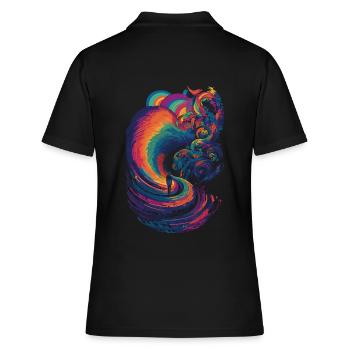 Trippy Regenbogen Pfad in den Wolken - Frauen Polo Shirt - Schwarz - Hinten - Ailine (174cm)