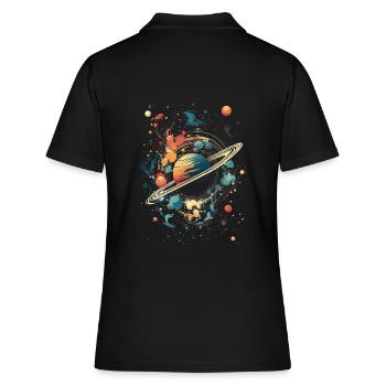 Surrealistische Planeten mit Saturn - Frauen Polo Shirt - Schwarz - Hinten - Ailine (174cm)