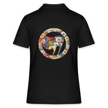 Drapeaux Drapeaux Fleurs à motif floral - Polo Femme - noir - Dos - Ailine (174cm)