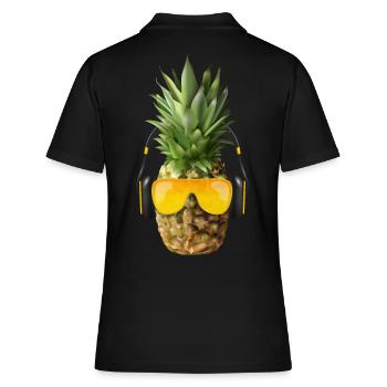 Ananas mit Kopfhörer - Frauen Polo Shirt - Schwarz - Hinten - Ailine (174cm)