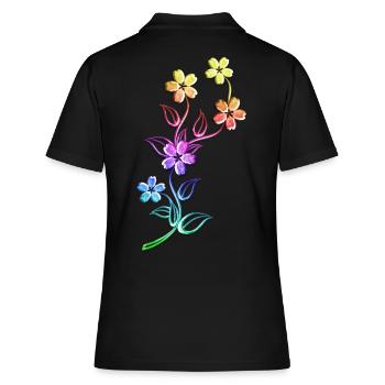 Schöne bunte Blumen Blume bunt Blumenranke floral - Frauen Polo Shirt - Schwarz - Hinten - Ailine (174cm)