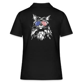 MAINE COON Amerika Fahne Wilsigns Katze Rassekatze - Frauen Polo Shirt - Schwarz - Hinten - Ailine (174cm)