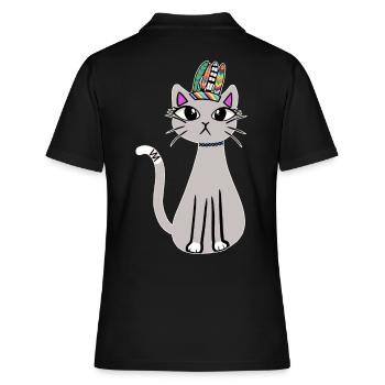 Chamane Chat Chaton Chaman Chat Enfants - Polo Femme - noir - Dos - Ailine (174cm)