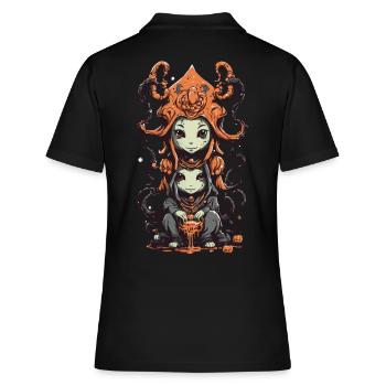 Schleimiges Cartoon Monster Halloween Highlight - Frauen Polo Shirt - Schwarz - Hinten - Ailine (174cm)