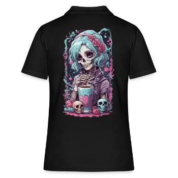 E-girl Pastel Goth Anime Kawaii Dia de Muertos - Polo Femme - noir - Dos - Ailine (174cm)