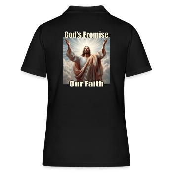 Jesus im göttlichen Licht - Frauen Polo Shirt - Schwarz - Hinten - Ailine (174cm)
