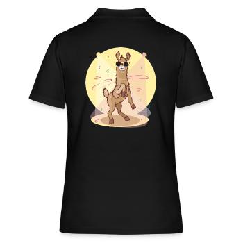 Dabbing Lama - tanzendes cooles Lama - Frauen Polo Shirt - Schwarz - Hinten - Ailine (174cm)
