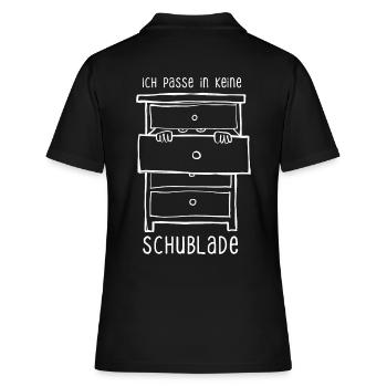 Ich passe in keine Schublade - Spruch - Frauen Polo Shirt - Schwarz - Hinten - Ailine (174cm)
