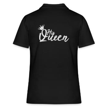 His Queen King Queen Pärchenoutfit - Frauen Polo Shirt - Schwarz - Hinten - Ailine (174cm)