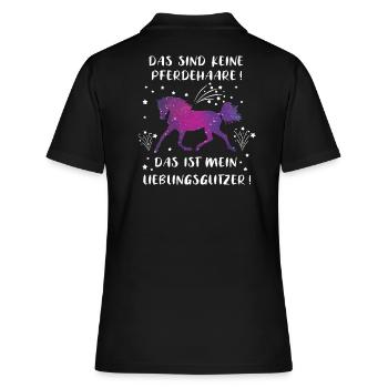 Pferdehaare Glitzer Lustiger Pferdespruch Geschenk - Frauen Polo Shirt - Schwarz - Hinten - Ailine (174cm)