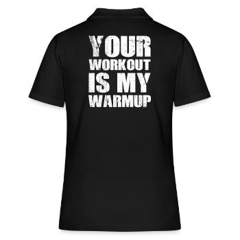 Gym Fitness Workout Warmup Fitnessstudio - Frauen Polo Shirt - Schwarz - Hinten - Ailine (174cm)