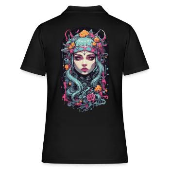 Gothique E-Girl Esthétique Occulte Streetwear Design - Polo Femme - noir - Dos - Ailine (174cm)