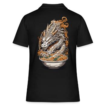 Vintage Ramen Drache Ukiyo-E Japan Kunst - Frauen Polo Shirt - Schwarz - Hinten - Ailine (174cm)