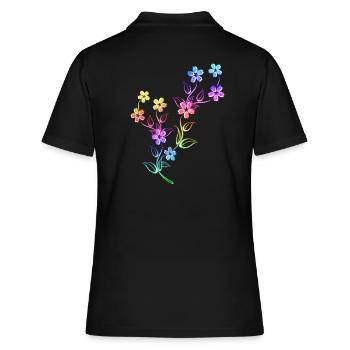 Blumen bunt bunte Blumenranke Blume - Frauen Polo Shirt - Schwarz - Hinten - Ailine (174cm)
