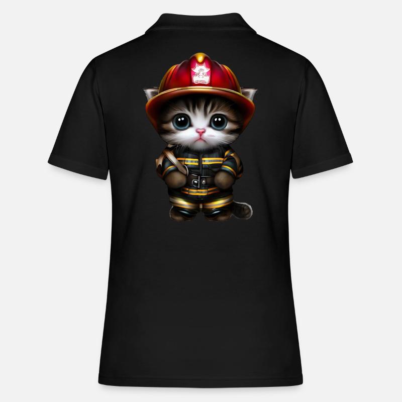 Chat pompier - Polo Femme - noir