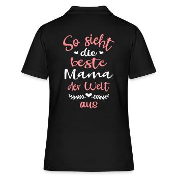 So sieht Beste Mama der Welt aus Mutter Muttertag - Frauen Polo Shirt - Schwarz - Hinten - Ailine (174cm)