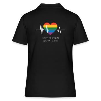 Rainbow LGBTQ+ heartbeat design - Women's Polo Shirt - black - Back - Ailine (174cm)