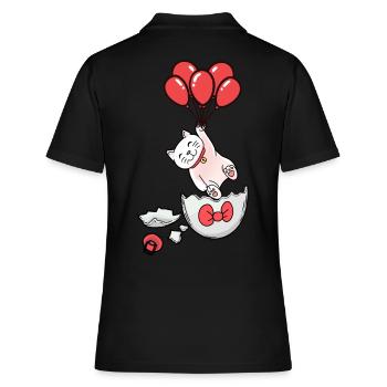 Naissance de chat bébé ballons coquille d’oeuf hatch - Polo Femme - noir - Dos - Ailine (174cm)