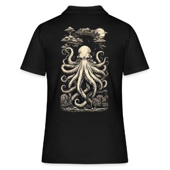 Retro Octopus Japanese Sea Depth Design Style - Women's Polo Shirt - black - Back - Ailine (174cm)