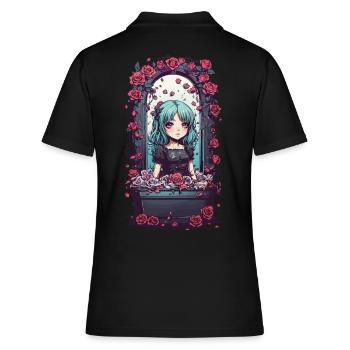 Kawaii Goth Anime Mädchen Viktorianisches Design - Frauen Polo Shirt - Schwarz - Hinten - Ailine (174cm)