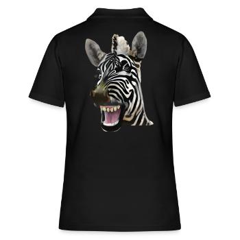 Breit grinsendes Zebra - Frauen Polo Shirt - Schwarz - Hinten - Ailine (174cm)