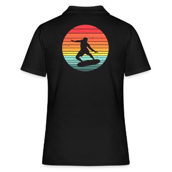 Surfen, Surfen, Surfen - Frauen Polo Shirt - Schwarz - Hinten - Ailine (174cm)