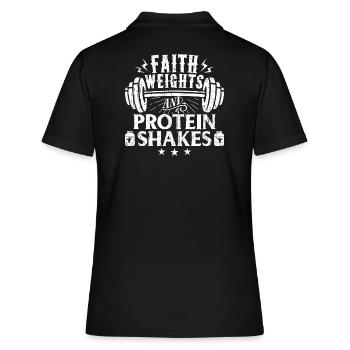 Poids de foi Christian Gym Humour Exercice Entraînement - Polo Femme - noir - Dos - Ailine (174cm)