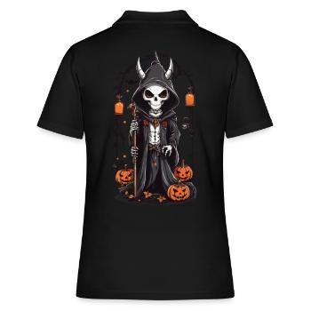 Halloween Skelett Druide Magie - Frauen Polo Shirt - Schwarz - Hinten - Ailine (174cm)