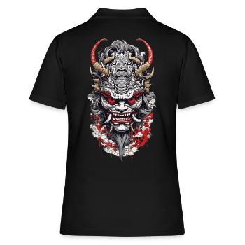 Kabuki Oni Masken Japan Manga Anime Design - Frauen Polo Shirt - Schwarz - Hinten - Ailine (174cm)