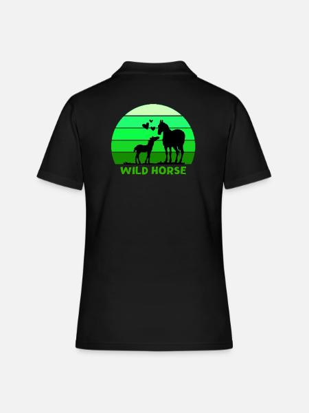 cheval, cheval sauvage, passionné de chevaux - Polo Femme - noir