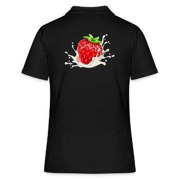 Erdbeere, Erdbeer-Verlangen, Erdbeere - Frauen Polo Shirt - Schwarz - Hinten - Ailine (174cm)