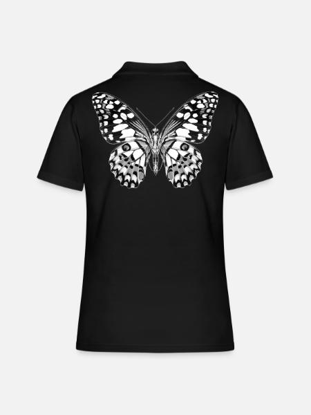 08 papillon noir blanc noir et blanc - Polo Femme - noir