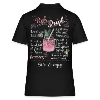 Pink Drink - Frauen Polo Shirt - Schwarz - Hinten - Ailine (174cm)