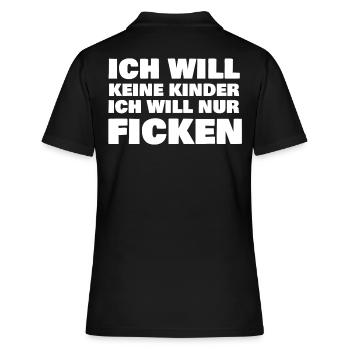 Ich will nur Ficken - Frauen Polo Shirt - Schwarz - Hinten - Ailine (174cm)