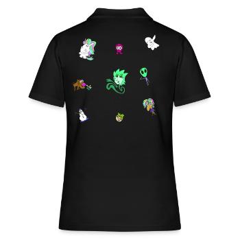 comic comicstyle charakter - Frauen Polo Shirt - Schwarz - Hinten - Ailine (174cm)