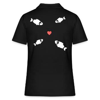 Poissons Essaim de poisson Coeur - Polo Femme - noir - Dos - Ailine (174cm)