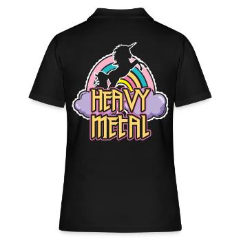 Einhorn Heavy Metall - Frauen Polo Shirt - Schwarz - Hinten - Ailine (174cm)