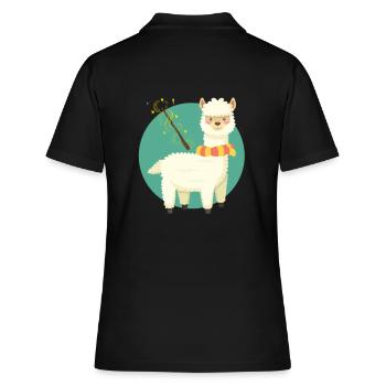 Lama - Frauen Polo Shirt - Schwarz - Hinten - Ailine (174cm)