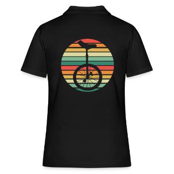 Einrad Retro - Frauen Polo Shirt - Schwarz - Hinten - Ailine (174cm)