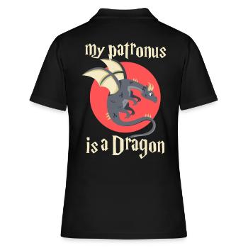 Drache Geschichte Beschützer - Frauen Polo Shirt - Schwarz - Hinten - Ailine (174cm)