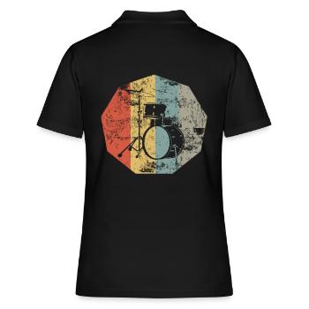 Batterie Rétro Instrument de Musique Cadeau - Polo Femme - noir - Dos - Ailine (174cm)
