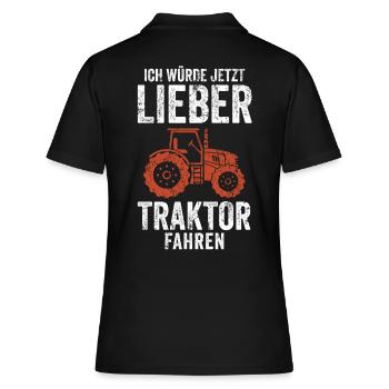 Traktor Ernte - Frauen Polo Shirt - Schwarz - Hinten - Ailine (174cm)